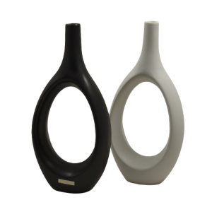 Vaso bottiglia in porcellana bianco e nero