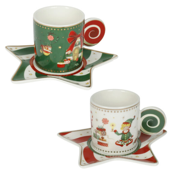 coppia tazzine caffe' Natale elfomagia