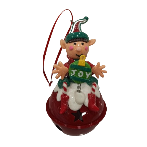 Elfo su campanella addobbo natale