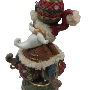 Babbo natale in resina rossa e verde con luce e musica