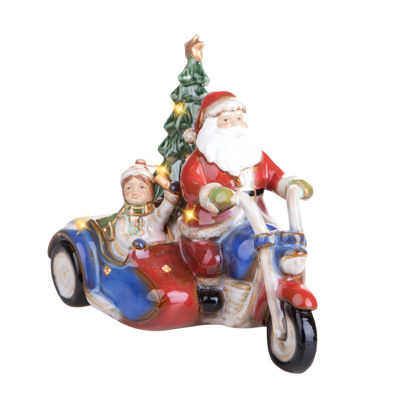 babbo natale in porcellana su sidecar