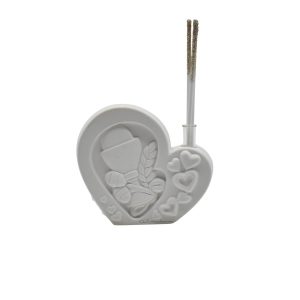 bomboniera comunione diffusore ambiente cuore in ceramica bianca