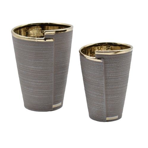 Vaso tondo sabbia e oro lucido