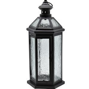 Lanterna arredo vetro e metallo nero