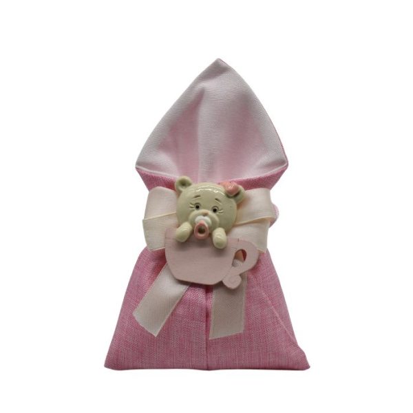 Sacchetto porta confetti battesimo bimba