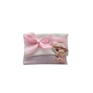 Bustina rosa battesimo con bimba calamita