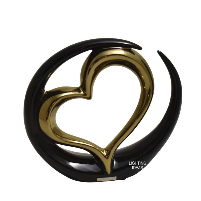 Cuore oro con cerchio nero in ceramica