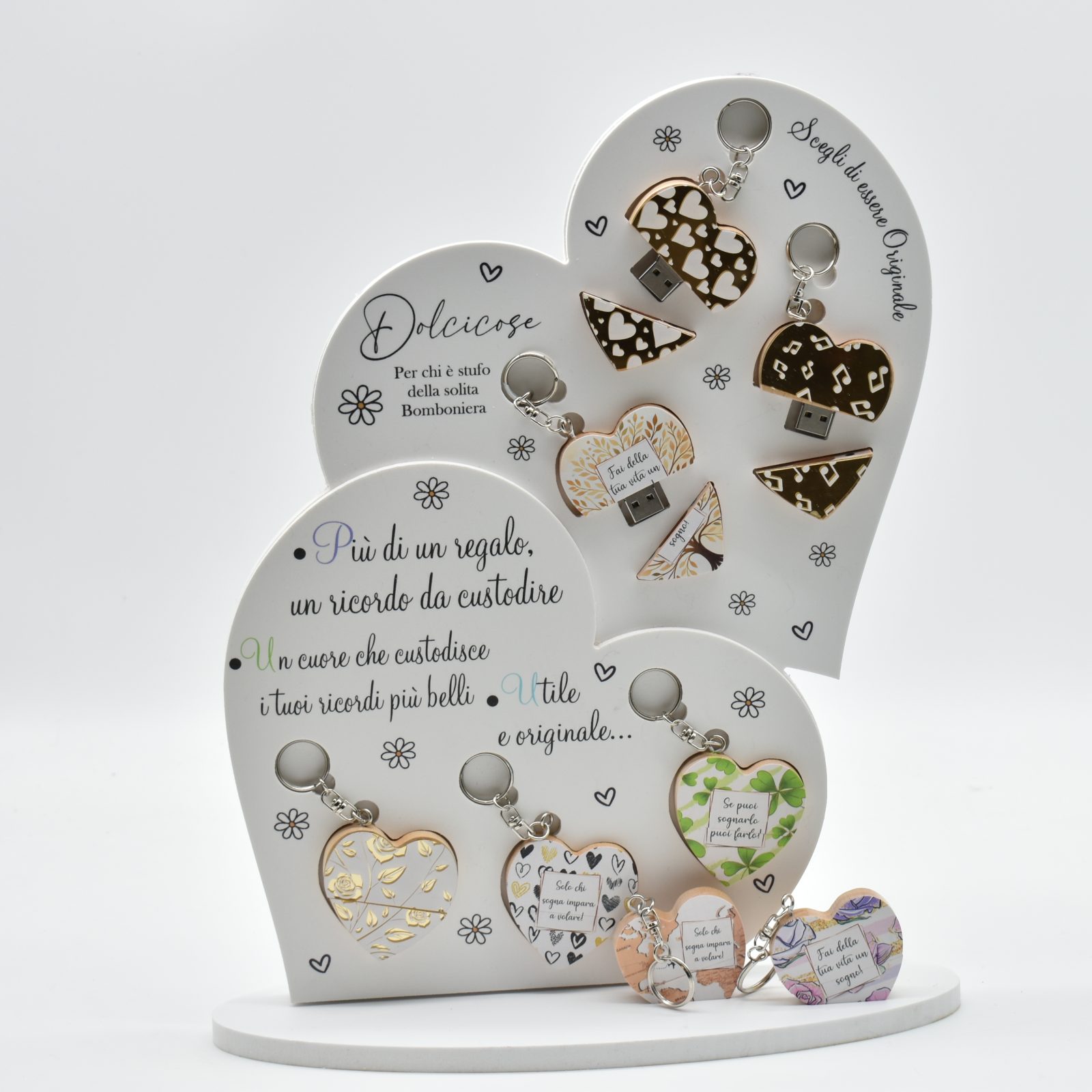 Bomboniera chiave usb a cuore Dolcicose