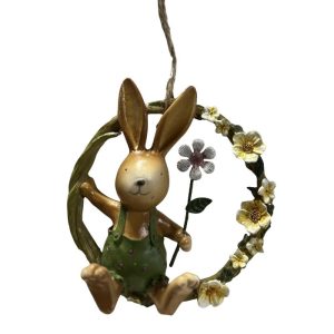Coniglio con ghirlanda in resina